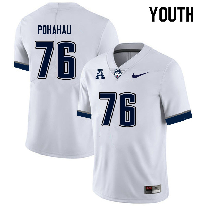 Youth #76 Nikko Pohahau Uconn Huskies College Football Jerseys Sale-White